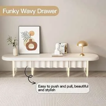 GraceNook 70 Inch Modern White TV Stand with LED Lights