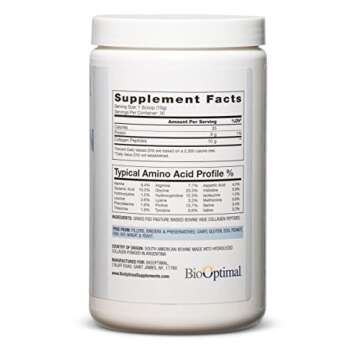 BioOptimal Collagen Peptides Powder - Grass-Fed, Pasture-Raised Hydrolyzed Protein Supplement for Skin, Hair, & Nails - Non-GMO, Zero Sugar Daily Supplement for Men & Women (30 Servings)