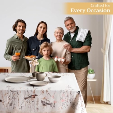 Maison d' Hermine Elegant 100% Cotton Tablecloth 60 x 120 Inches - Reusable for Dining Room and Fest...