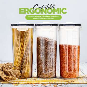 Utopia Kitchen Cereal Containers Storage - Liter Airtight Food Storage Containers & Cereal Dispenser For Pantry Organization And Storage (Clear, 4 Liter Pack of 3)