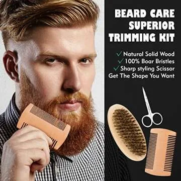 Bath Gift Set 14Pcs Beard Grooming, Bath & Body Spa Kit w/Beard Oil, Beard Balm, Beard Brush, Beard Comb, Beard Scissors, Storage Bag, Beard Growth Care for Men, Dad, Husband