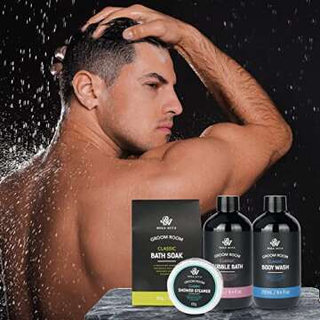 Bath Gift Set 14Pcs Beard Grooming, Bath & Body Spa Kit w/Beard Oil, Beard Balm, Beard Brush, Beard Comb, Beard Scissors, Storage Bag, Beard Growth Care for Men, Dad, Husband