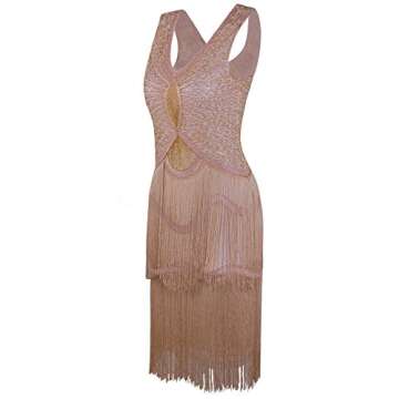 Vijiv Women's 1920s Gatsby Inspired Beaded Cocktail Dress for Themed Parties