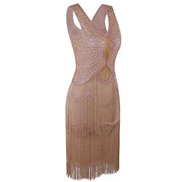 Vijiv 1920s Gatsby Inspired Beaded Cocktail Dress