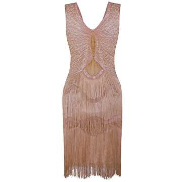 Vijiv 1920s Gatsby Inspired Beaded Cocktail Dress