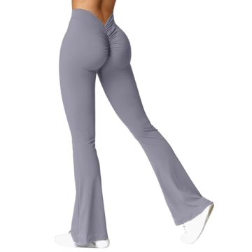 YEOREO Flare Leggings V Back Scrunch Butt Lifting High Waist Gym Pants