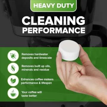 Renuv Coffee Maker Cleaner & Descaler Tablets, 12 Uses for Keurig, Ninja, Breville, Delonghi, Nespresso, Miele, Jura, Mr Coffee, Cuisinart Descaling Solution for Coffee Pot Maker & Espresso Machines