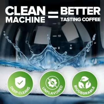 Renuv Coffee Maker Cleaner & Descaler Tablets, 12 Uses for Keurig, Ninja, Breville, Delonghi, Nespresso, Miele, Jura, Mr Coffee, Cuisinart Descaling Solution for Coffee Pot Maker & Espresso Machines