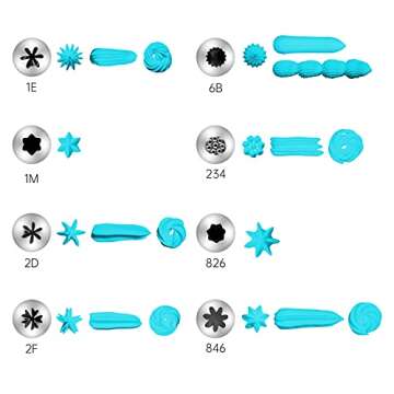 Kasmoire 8Pcs Large Piping Tips Set,Stainless Steel Icing Tips with 10 Disposable Pastry Bags for Ca...