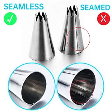 Kasmoire 8Pcs Large Piping Tips Set,Stainless Steel Icing Tips with 10 Disposable Pastry Bags for Cake Decorating