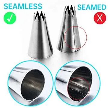 Kasmoire 8Pcs Large Piping Tips Set,Stainless Steel Icing Tips with 10 Disposable Pastry Bags for Cake Decorating