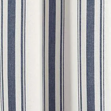 Lush Decor Farmhouse Stripe Yarn Dyed Cotton Window Curtain Panel Pair, 42" W x 84" L, Navy - Classic Modern Rustic Charm - Eco Friendly Cotton Fabric(2 count pack of 1)