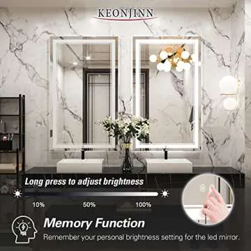 Keonjinn LED Bathroom Mirror with Lights 40 x 24 Inch Front Lighted Vanity Mirror, UL Listed LED Driver, Wall Mounted Anti-Fog Dimmable LED Makeup Mirror, IP54, Tempered Glass (Horizontal/Vertical)