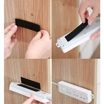 JUMINIZ 20 Sets 1x4 Inch Hook and Loop Fastener Strips with Adhesive Heavy Duty Double Sided Sticky Picture Hanging Wall Mounting Tape for Home and Office Use, Black