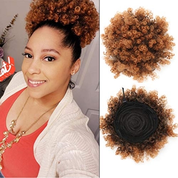THEMIS HAIR Afro Puff Drawstring Ponytail - Natural Soft Kinky Curls for Black Women