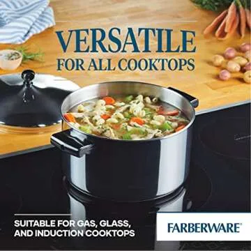 Farberware Classic Stainless Steel 6-Quart Stockpot with Lid, Stainless Steel Pot with Lid, Silver