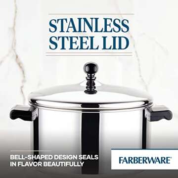 Farberware Classic Stainless Steel 6-Quart Stockpot with Lid, Stainless Steel Pot with Lid, Silver