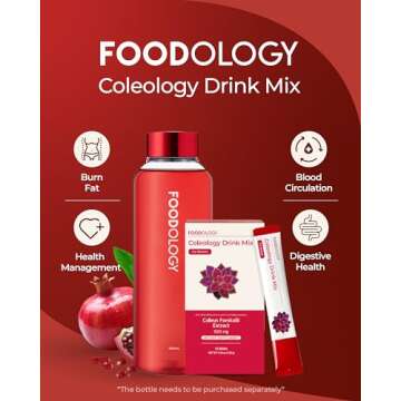 FOODOLOGY Coleology Drink Mix (Pack of 1, 15 Days) - Health Management Water Drink Mix, Pomegranate ...