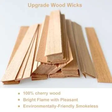 460 Pcs Wooden Candle Wicks Kit Crackling Wood Wicks 5.1 X 0.5 Inch 200 pcs Natural Candle Wood Wicks with Stand Candle Cores for DIY Candle Making Craft Wood Wicks for Candle Making