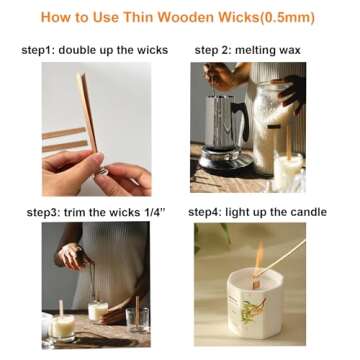 460 Pcs Wooden Candle Wicks Kit Crackling Wood Wicks 5.1 X 0.5 Inch 200 pcs Natural Candle Wood Wicks with Stand Candle Cores for DIY Candle Making Craft Wood Wicks for Candle Making