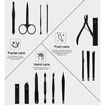 Nail Clippers Sets High Precisio Stainless Steel Nail Cutter Pedicure Kit Nail File Sharp Nail Scissors and Clipper Manicure Pedicure Kit Fingernails & Toenails with Portable Stylish case (Black)