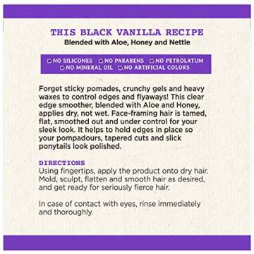 Carol's Daughter Black Vanilla Edge Control for Curly, Wavy or Natural Hair, Clear Edge Smoother for...