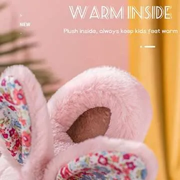 Fadezar Toddler Slippers Girl Boy House Slipper Kids Rabbit Winter Slipper Warm Bunny Slippers Soft Plush Indoor Girls Boys Slipper
