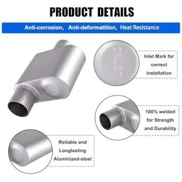 Floshine Universal Muffler for Performance & Noise Reduction