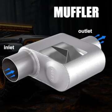 Floshine Universal Muffler for Performance & Noise Reduction