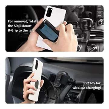 Sinjimoru Detachable Phone Wallet, Phone Card Holder as Phone Stand & iPhone Grip for Wireless Charg...
