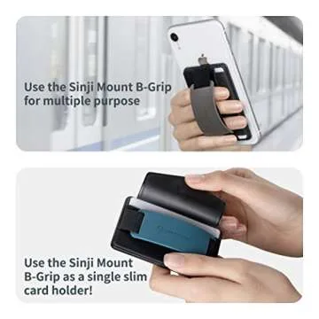 Sinjimoru Detachable Phone Wallet, Phone Card Holder as Phone Stand & iPhone Grip for Wireless Charging, Not for MagSafe. Sinji Mount B-Grip Black