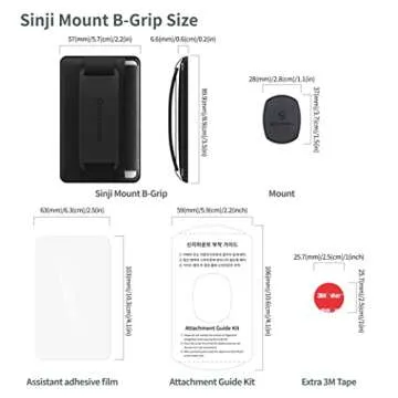 Sinjimoru Detachable Phone Wallet, Phone Card Holder as Phone Stand & iPhone Grip for Wireless Charging, Not for MagSafe. Sinji Mount B-Grip Black