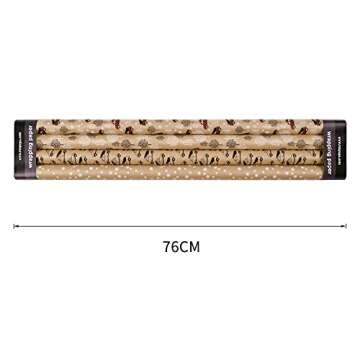 RUSPEPA Christmas Wrapping Paper, Kraft Paper - Cars, Trees and Star Style Designs - 4 Rolls - 30 inches x 10 feet per Roll