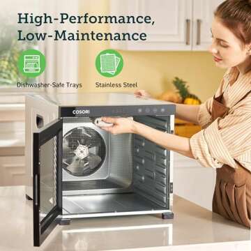 COSORI Food Dehydrator for Jerky, 10 Trays, 16.2ft² Drying Space, 165°F Temperature Control, 48H Timer, 1000W Dehydrator Machine, Stainless Steel, for Herbs, Fruit, Meat, and Yogurt, Silver