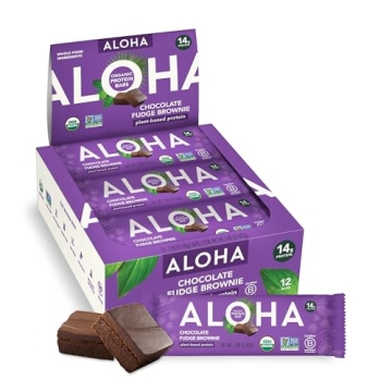 ALOHA Organic Plant-Based Protein Bars | Chocolate Fudge Brownie | Vegan, Gluten-Free, Paleo, Low-Ca...
