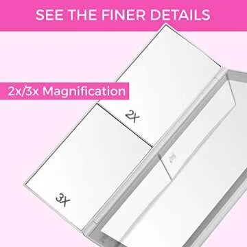 Absolutely Luvly Trifold Vanity Mirror with Lights | LED Makeup Mirror with Lights and Touch Screen Dimming - 1x 2X 3X Magnification - Portable Lighted Makeup Mirror | Great Vanity Mirror with Lights
