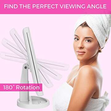 Absolutely Luvly Trifold Vanity Mirror with Lights | LED Makeup Mirror with Lights and Touch Screen Dimming - 1x 2X 3X Magnification - Portable Lighted Makeup Mirror | Great Vanity Mirror with Lights