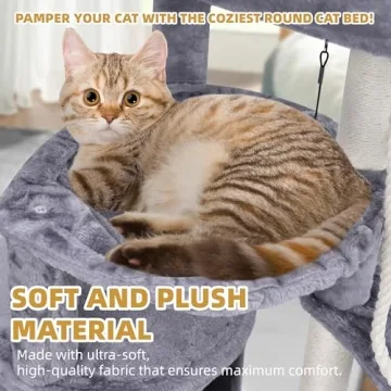 Deluxe Grey Cat Tree with Hammocks for Playful Kittens