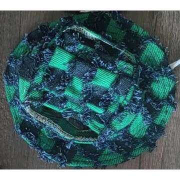 Round Pet Cap Stripe Pet Cat Bucket Hat Sun Cap with Ear Holes for Cats Outdoor Sun Protection Pet Caps for Small Medium Cats Dogs (Green Check, Small)