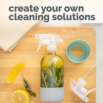 Vine Creations Glass Spray Bottles for Cleaning Solutions, Clear Glass Spray Bottle with Silicone Sleeve, 16 oz Empty Spray Bottles for Cleaning, Plant Spray Bottle, Cleaning Spray Bottle - 2 Pack