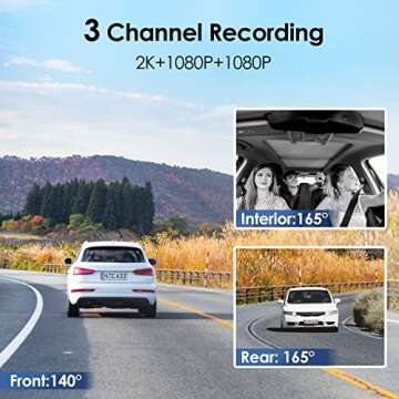VIOFO T130 3 Channel Dash Cam with 128GB SD Card, Built in WiFi and GPS, 1440P+1080P+1080P Three Way...