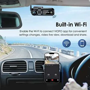 VIOFO T130 3 Channel Dash Cam with 128GB SD Card, Built in WiFi and GPS, 1440P+1080P+1080P Three Way Triple Car Dash Camera, IR Night Vision, Supercapacitor, G-Sensor, 24 Hour Parking Mode