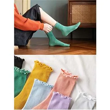 GuaziV Women's Ruffle Socks – 7 Pairs of Colorful Fun and Cozy Socks for All Occasions