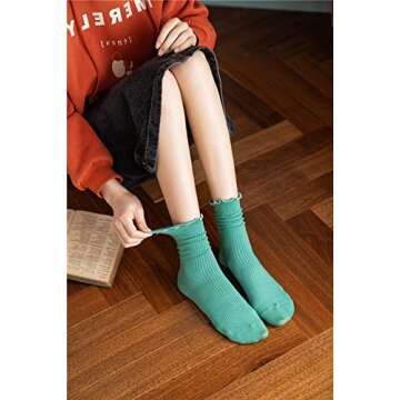 GuaziV Women's Fun Ruffle Socks - 7 Colorful Patterns
