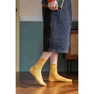 GuaziV Women's Fun Ruffle Socks - 7 Colorful Patterns