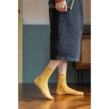 GuaziV Women's Fun Ruffle Socks - 7 Colorful Patterns