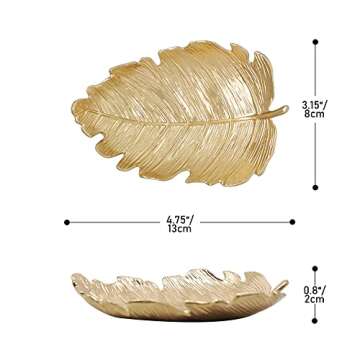 Metal Jewelry Dish - Leaf Shaped Trinket Organizer for Unique Gifts