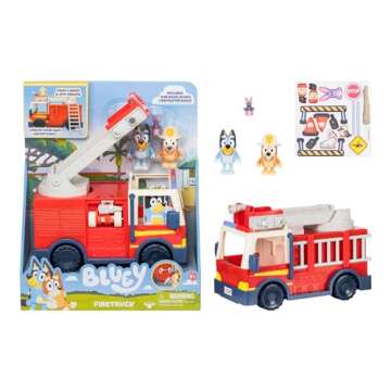 Bluey Firetruck | Firetruck, Exclusive Firefighter Bingo and Bob Bilby Figures | Raise The Ladder, S...