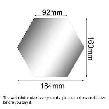 Shappy 32 Pcs Hexagon Mirror Wall Stickers Removable Silver Acrylic Mirror Stickers Honeycomb Wall D...