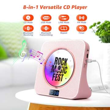 Desktop CD Player with Speakers, ROADOM Bluetooth CD Player with Hi-Fi Stereo Sound, Remote Control,...